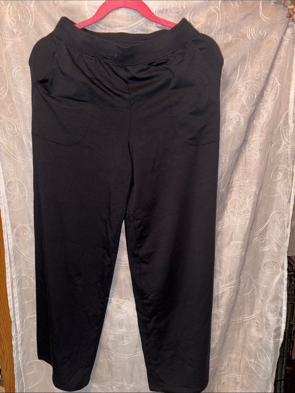 Denim&Co Black Wide-Leg Pull-On Pants